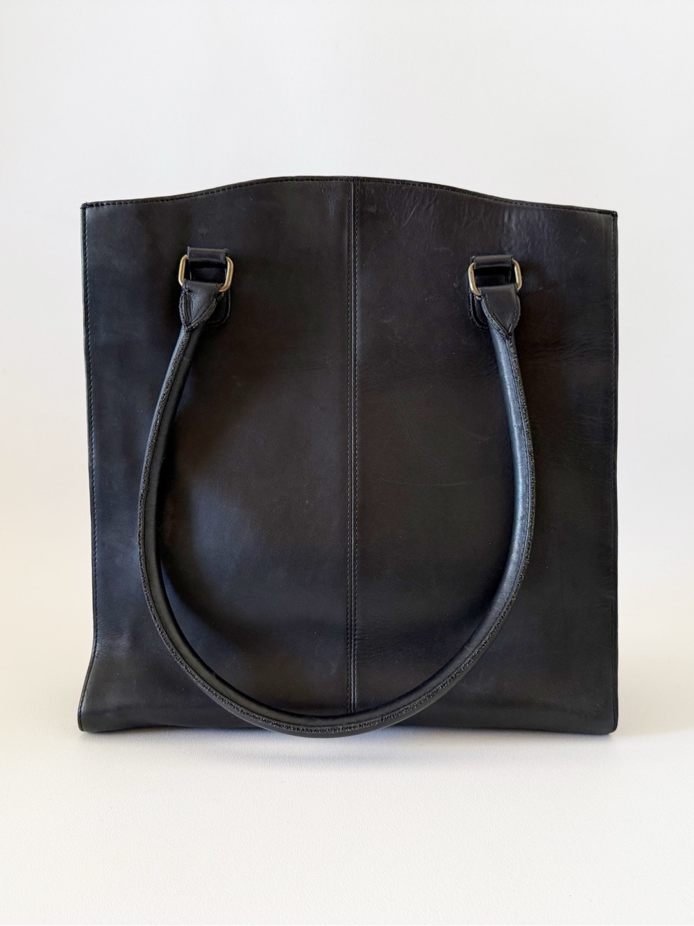 Eddie Bauer Tote Bag Shoulder Messenger Vintage Classic Black Leather